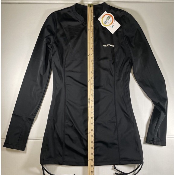 HISKYWIN Women's Long Sleeve UV Sun Protection Rash Guard Swimsuit Top Black S - Picture 4 of 8